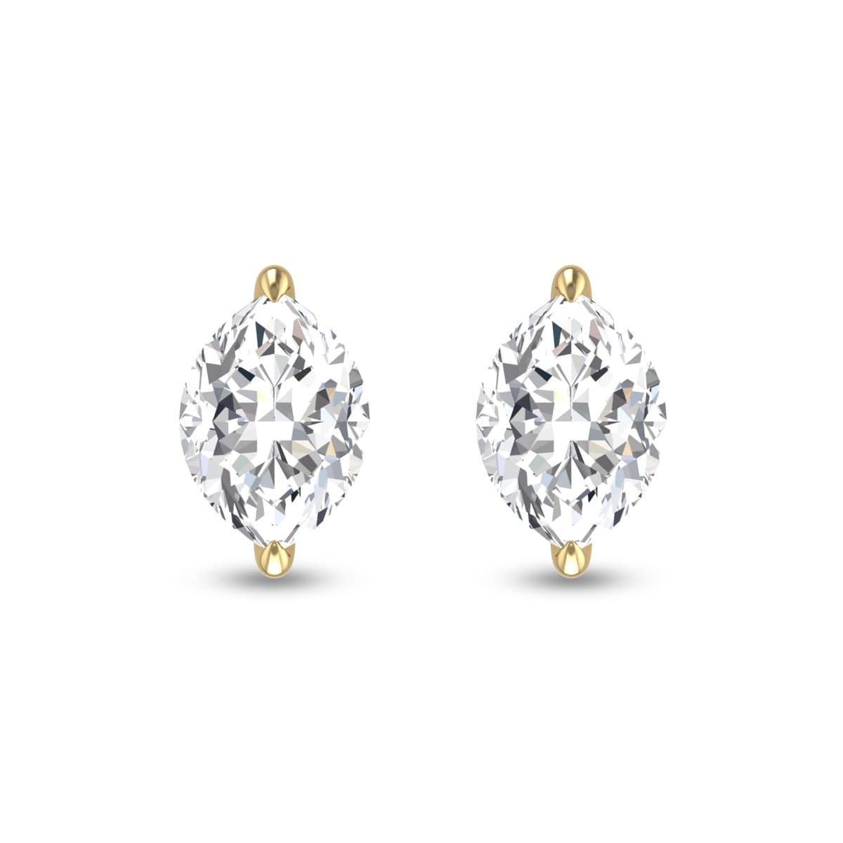 Lab Grown 1/2 Carat Marquise Solitaire Diamond Earrings in 14K Yellow Gold