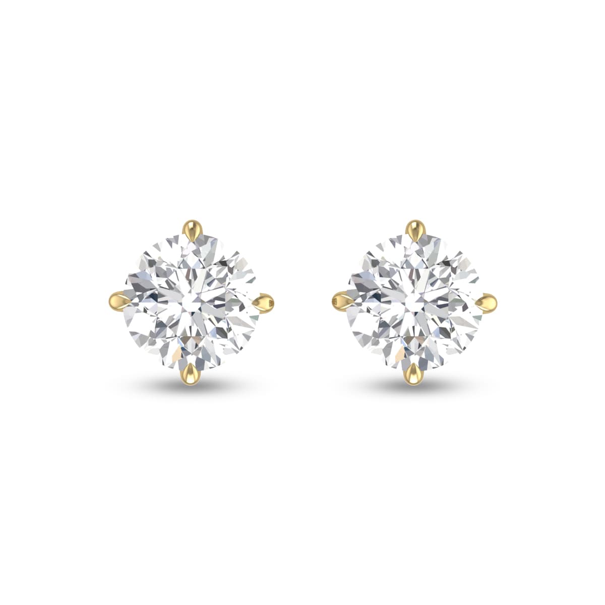 Lab Grown 1/2 Carat Round Solitaire Diamond Earrings in 14K Yellow Gold