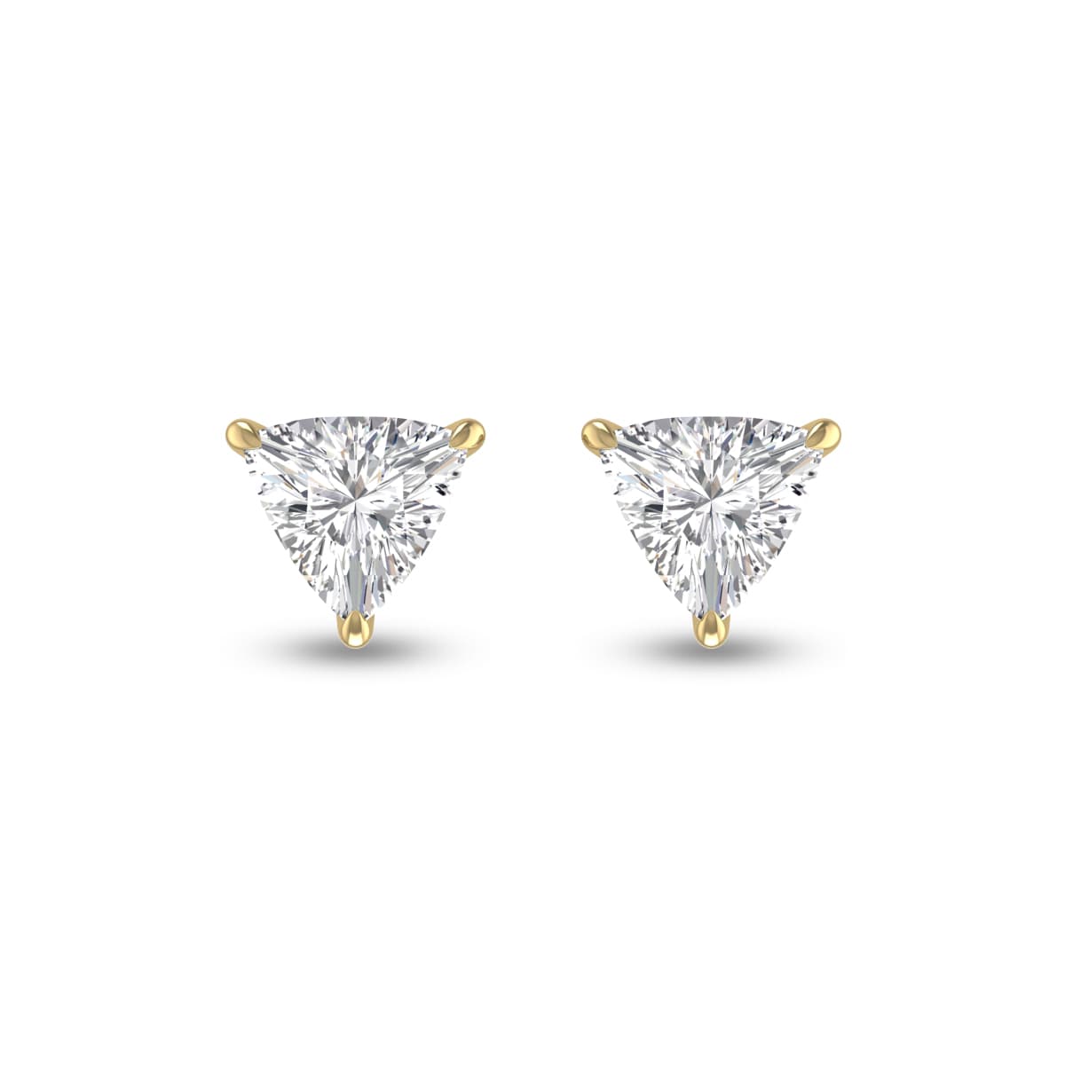 Lab Grown 1/2 Carat Trillion Shaped Solitaire Diamond Earrings in 14K Yellow Gold