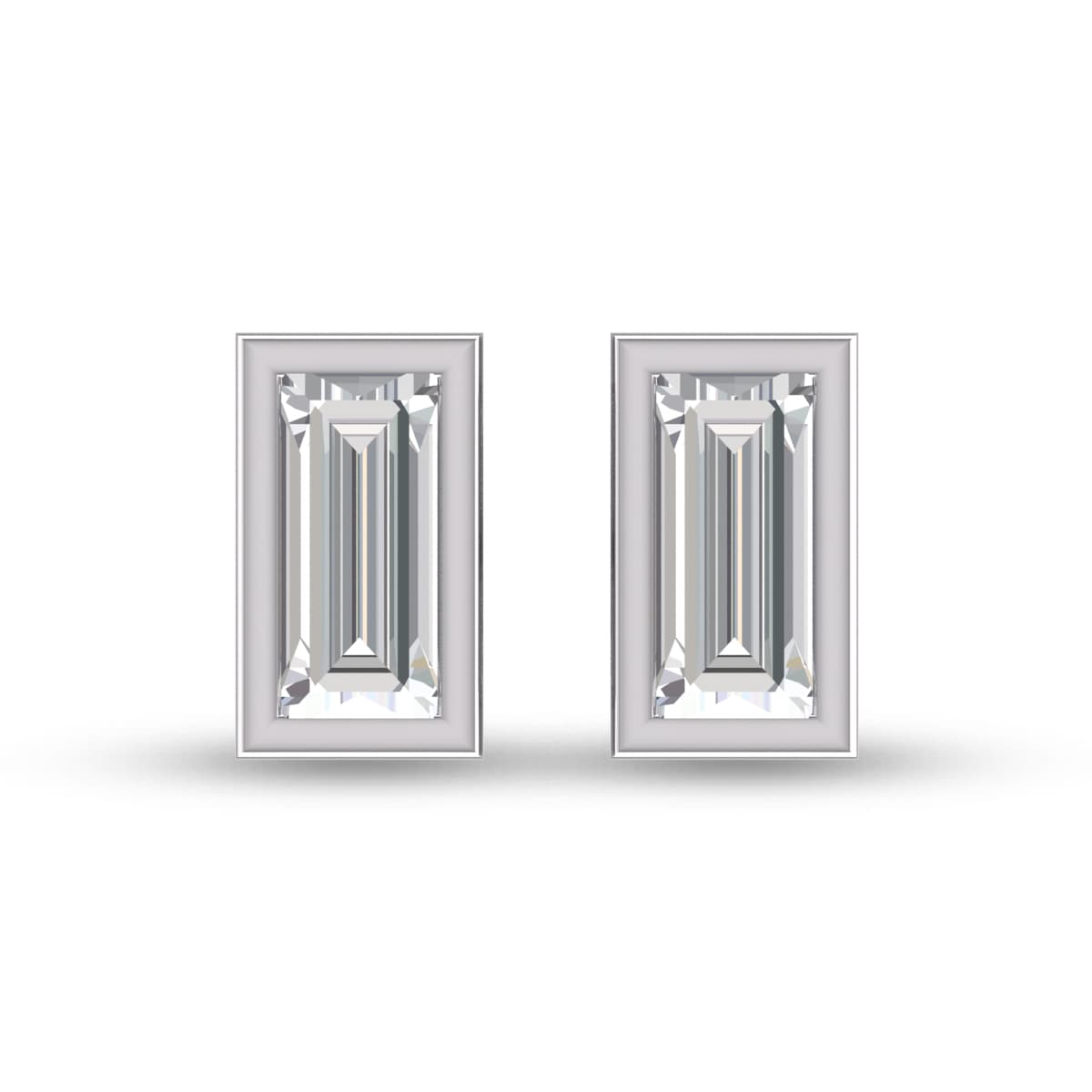 Lab Grown 1/2 Carat Baguette Bezel Set Diamond Solitaire Earrings in 14K White Gold