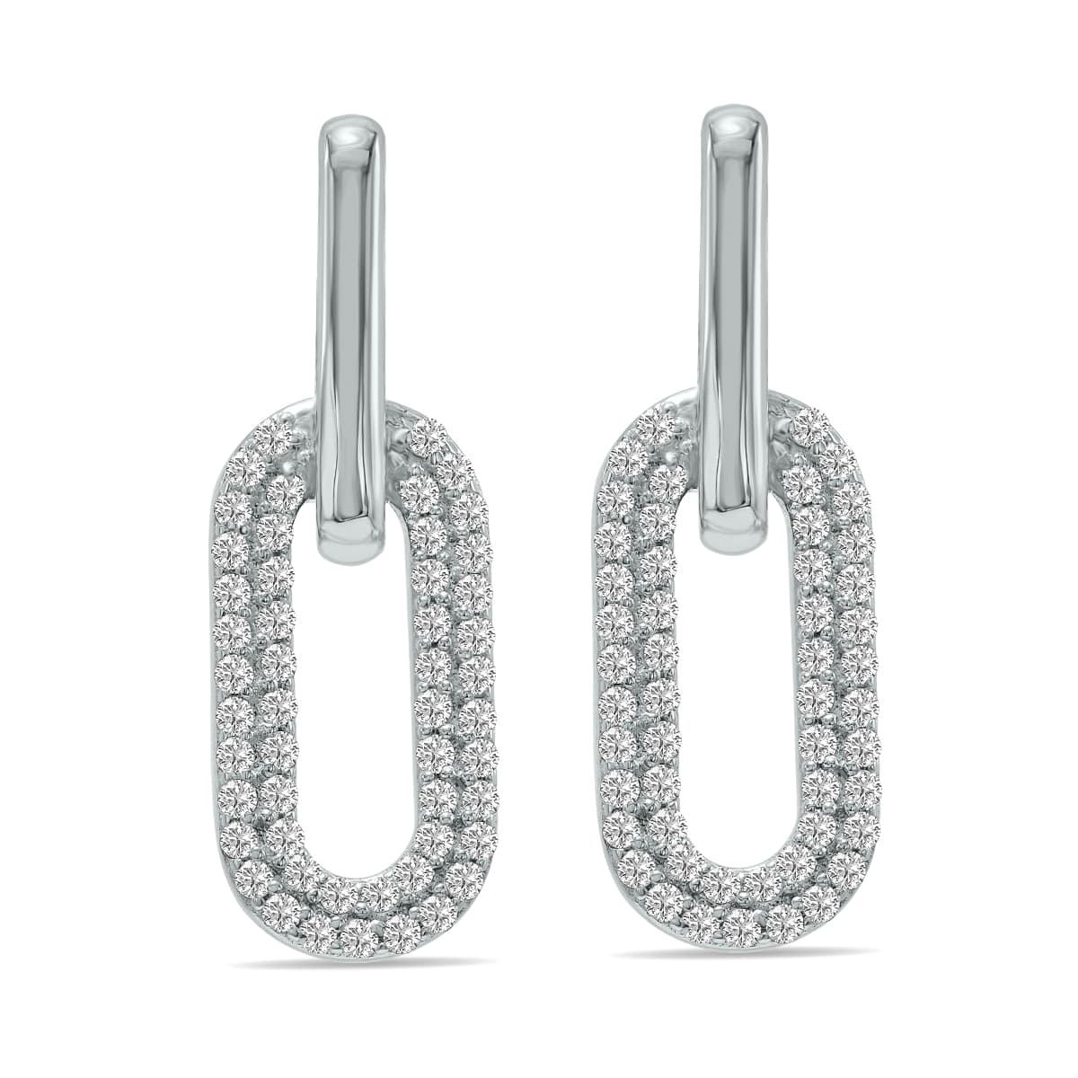 1/2 CTW Lab Grown Diamond Dangling Drop Earrings in 10K White Gold (F-G Color, VS1- VS2 Clarity)