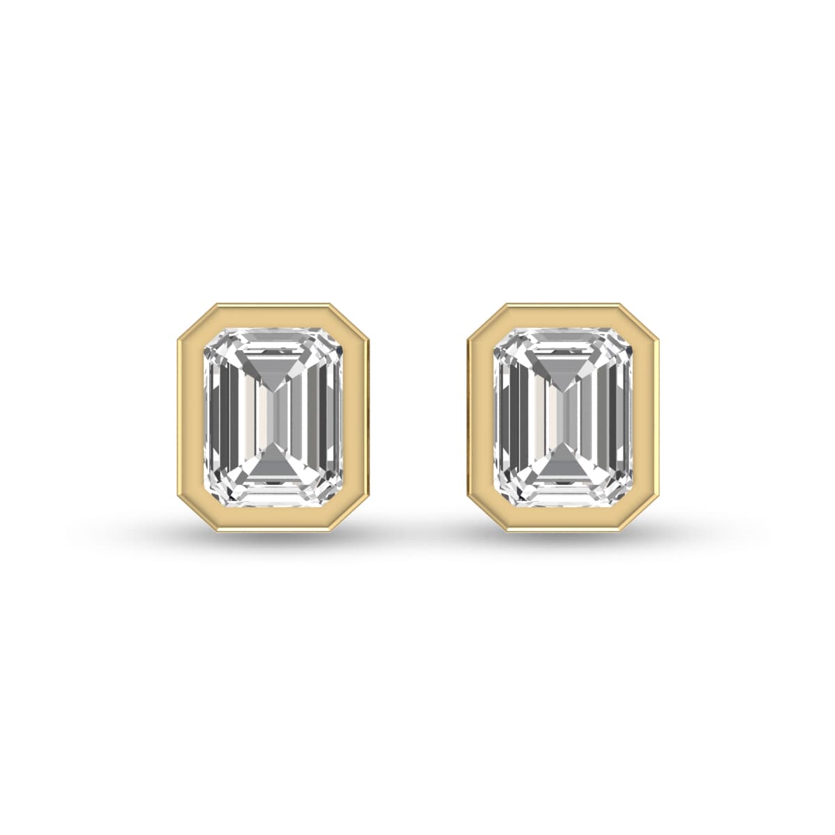 Lab Grown 1/4 CTW Emerald Bezel Set Diamond Solitaire Earrings in 14K Yellow Gold