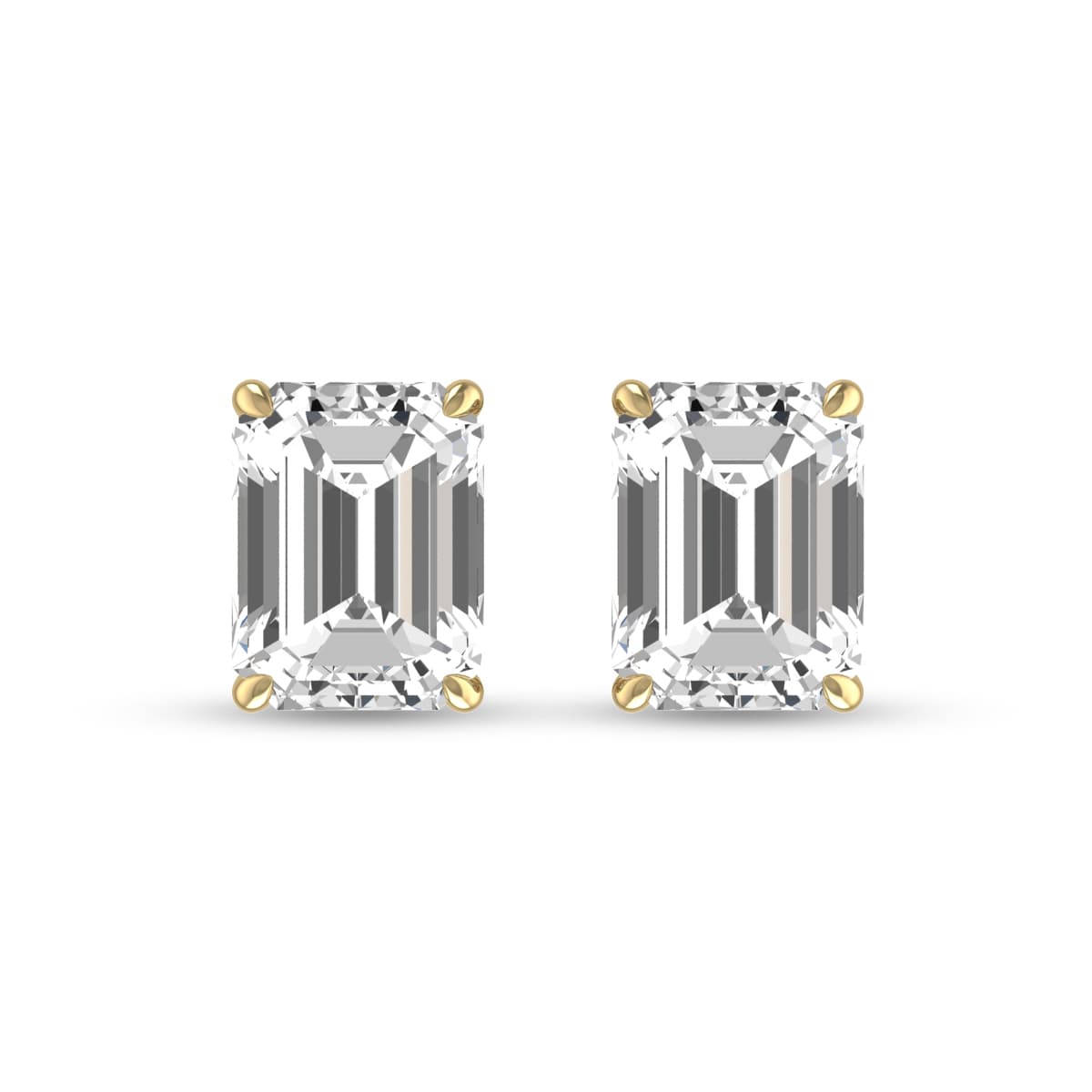 Lab Grown 1 Carat Emerald Cut Solitaire Diamond Earrings in 14K Yellow Gold
