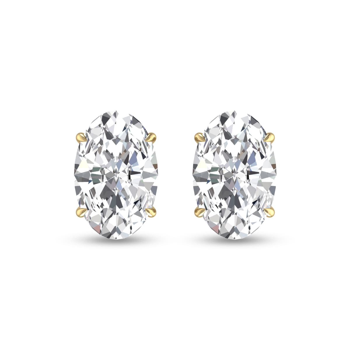 Lab Grown 1/4 Carat Oval Solitaire Diamond Earrings in 14K Yellow Gold