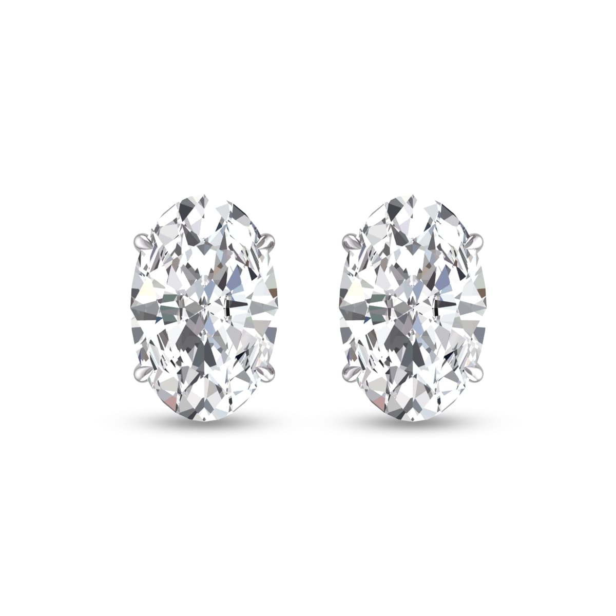 Lab Grown 1 Carat Oval Solitaire Diamond Earrings in 14K White Gold