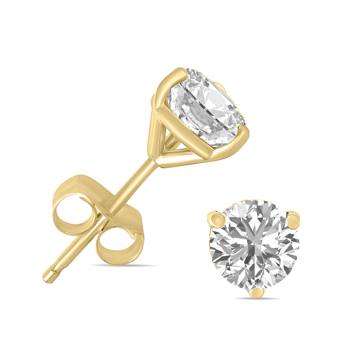 1/4 Carat TW Lab Grown Diamond Martini Set Round Earrings in 14K Yellow Gold