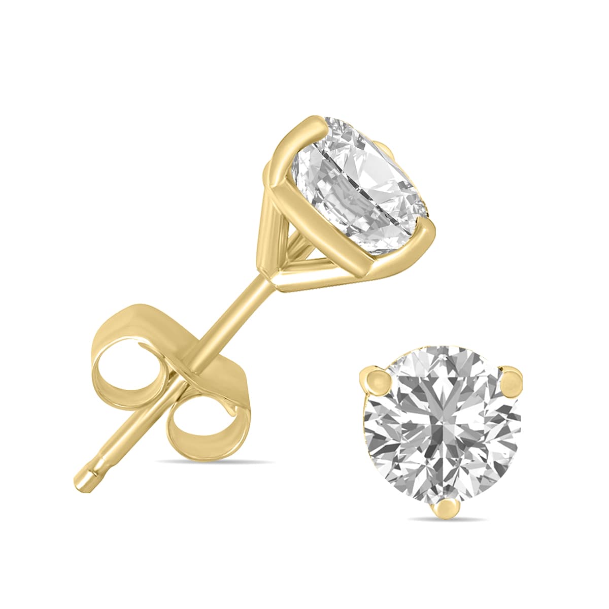 1/3 Carat TW Lab Grown Diamond Martini Set Round Earrings in 14K Yellow Gold