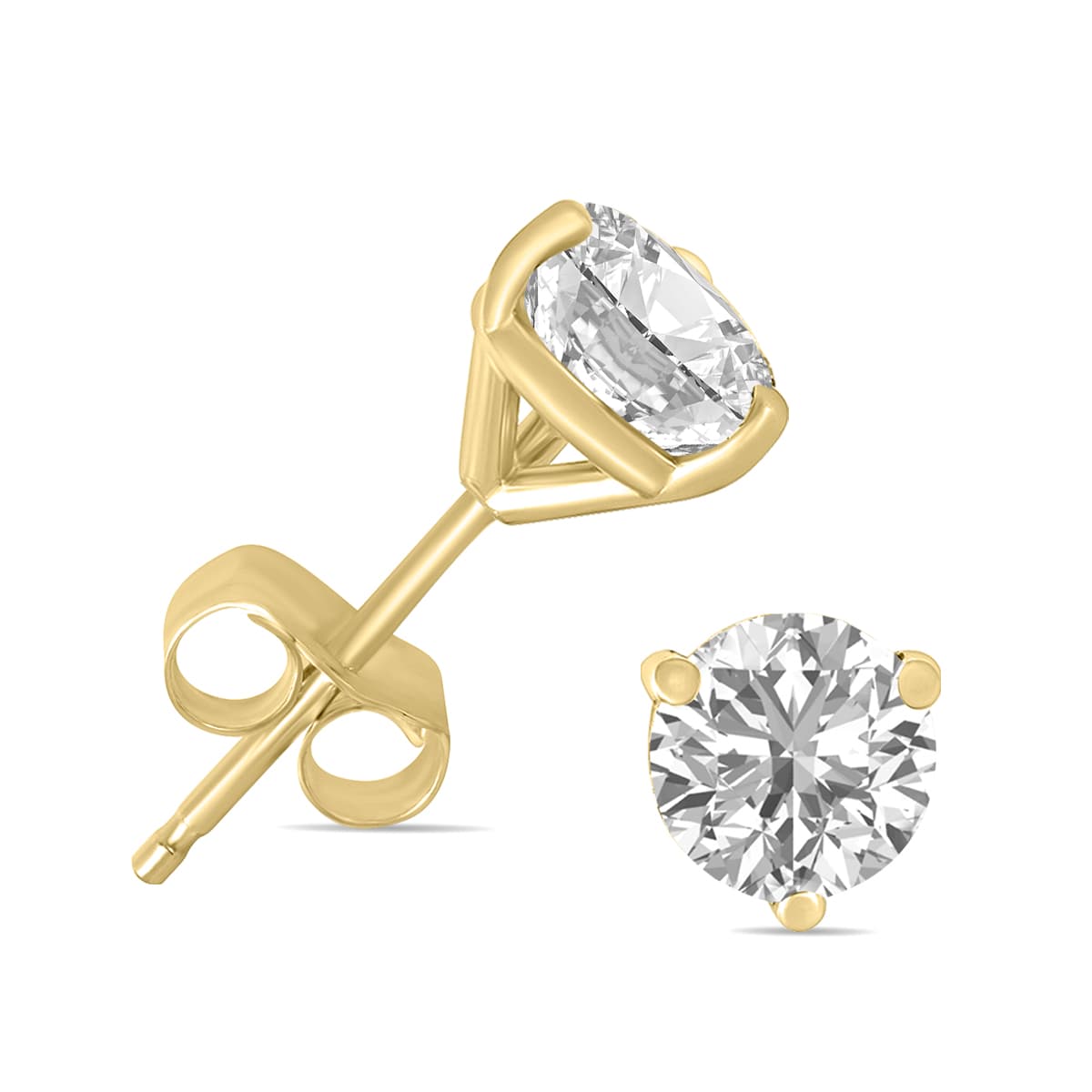 3/4 Carat TW Lab Grown Diamond Martini Set Round Earrings in 14K Yellow Gold