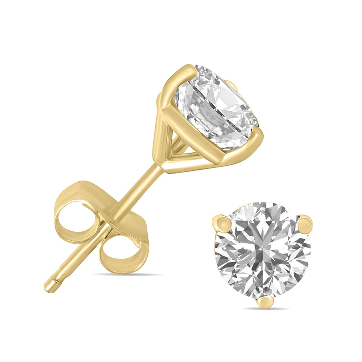 1 Carat TW Lab Grown Diamond Martini Set Round Earrings in 14K Yellow Gold