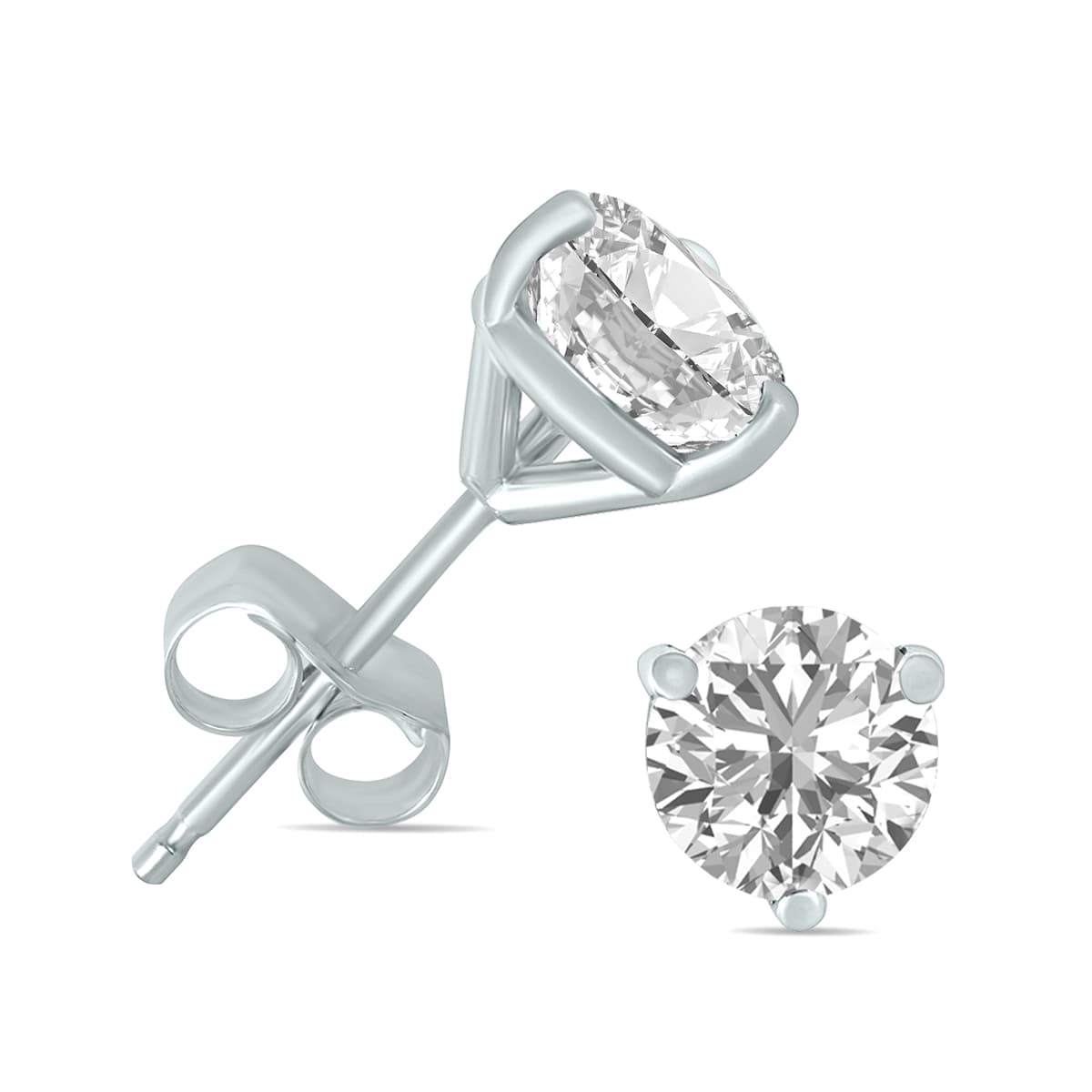1.50 Carat TW Lab Grown Diamond Martini Set Round Earrings in 14K White Gold