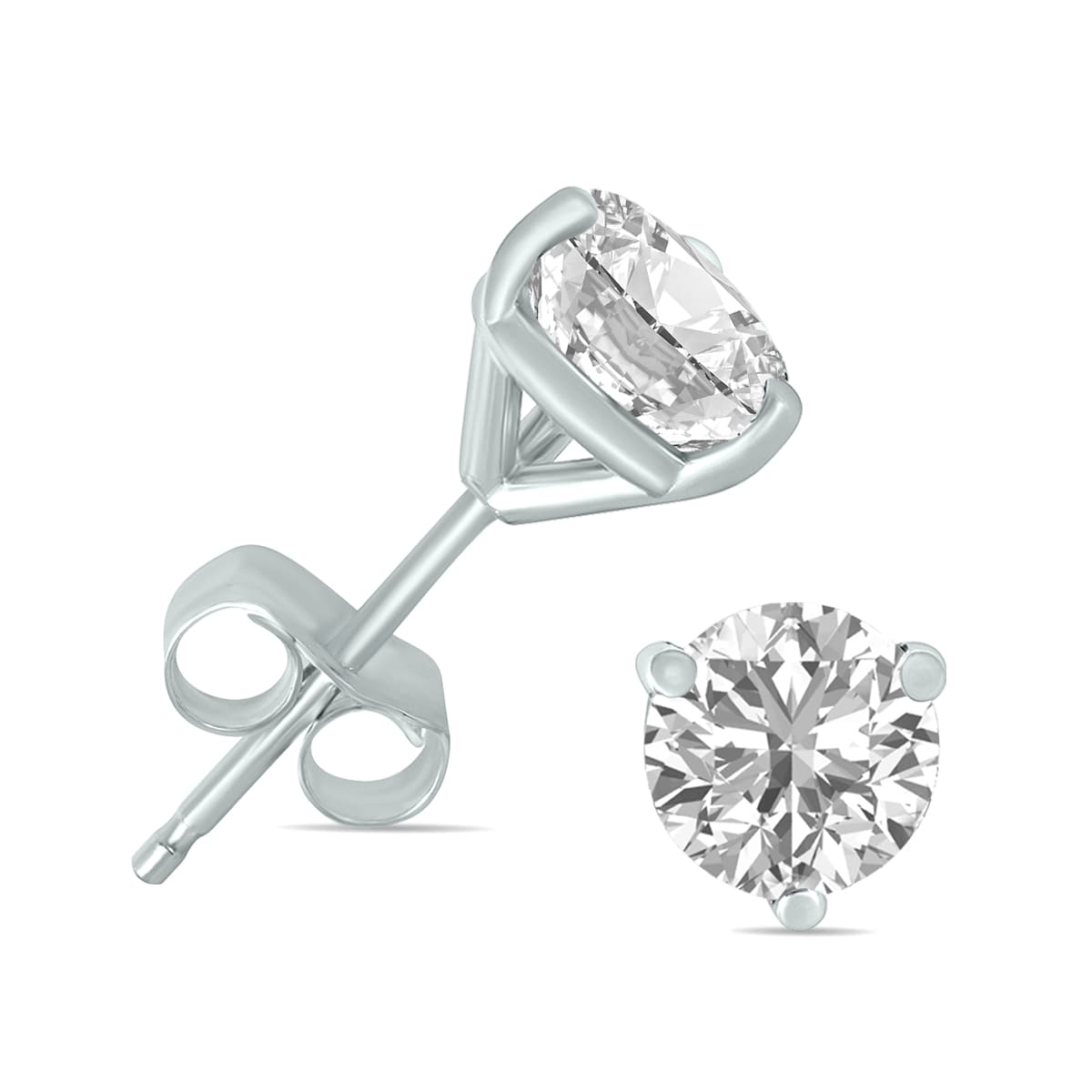 2 Carat TW Lab Grown Diamond Martini Set Round Earrings in 14K White Gold