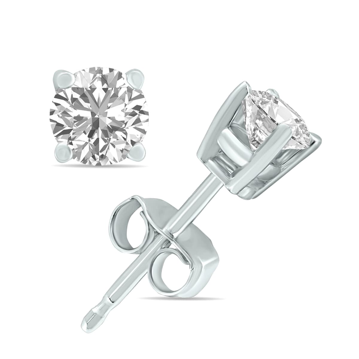 3/4 Carat TW Lab Grown Diamond Round Solitaire Stud Earrings in 14K White Gold