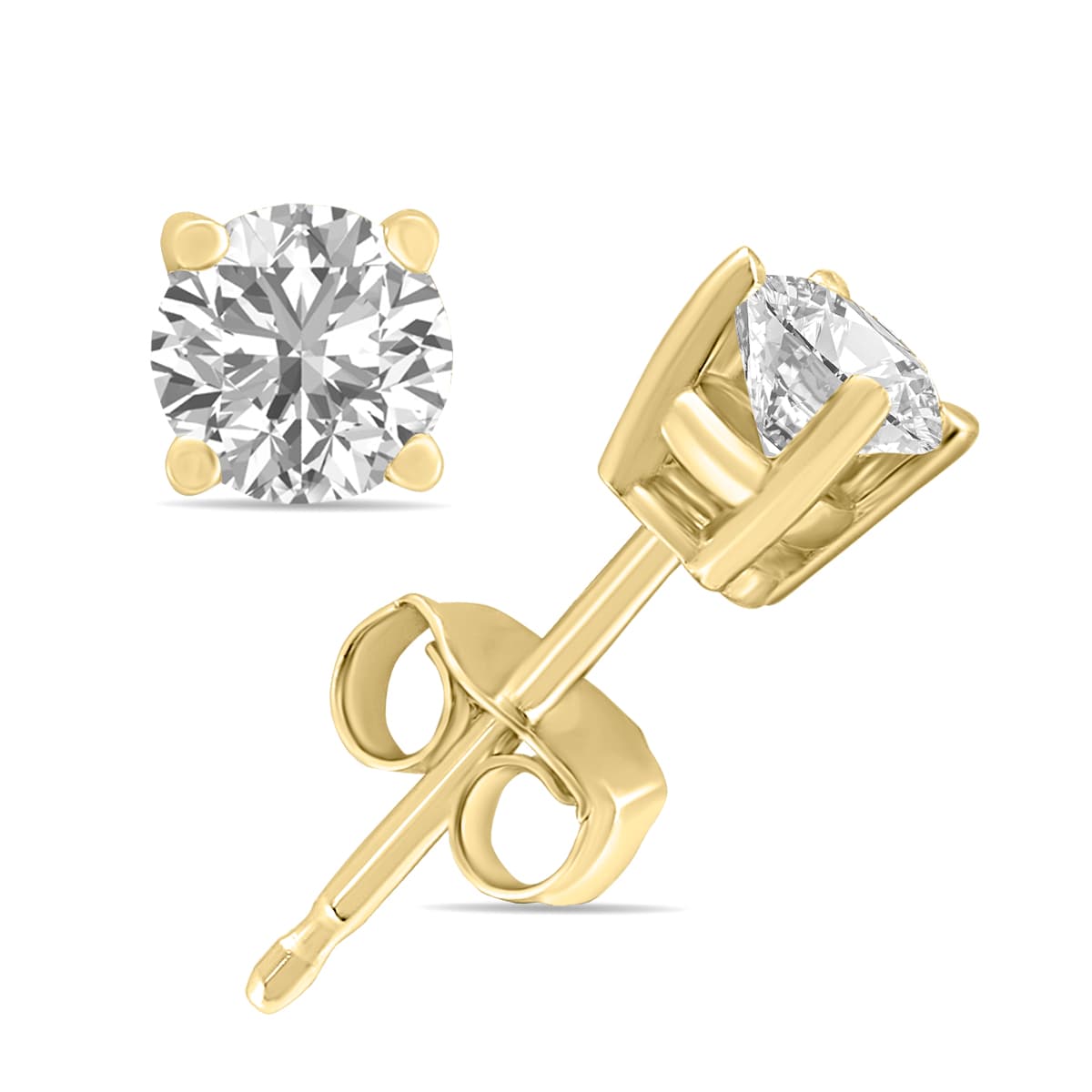 3/4 Carat TW Lab Grown Diamond Round Solitaire Stud Earrings in 14K Yellow Gold