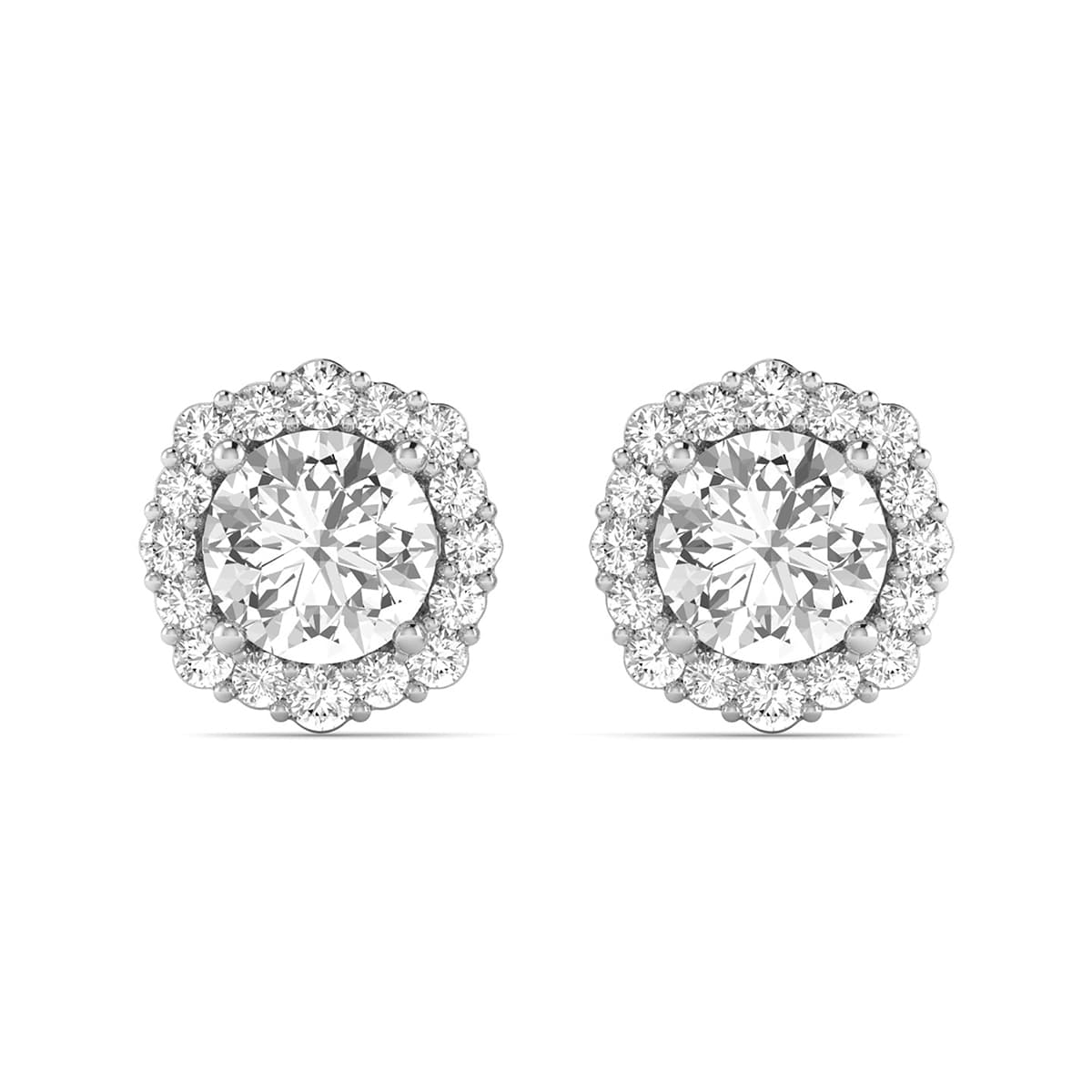 1 1/5 Carat TW Floral Halo Diamond Stud Earrings 14K White Gold