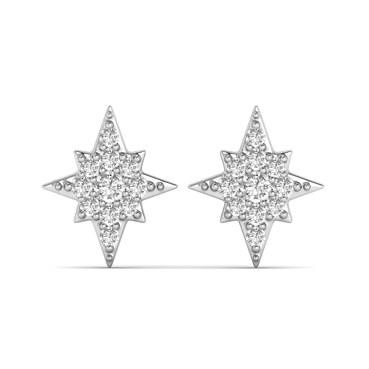 Star Diamond Earring in 14K White Gold