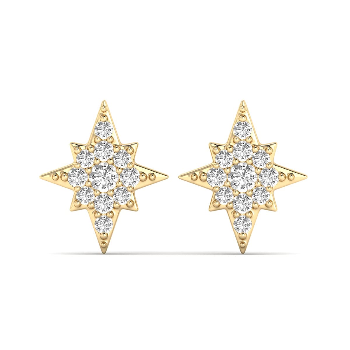 Star Diamond Earring in 14K Yellow Gold