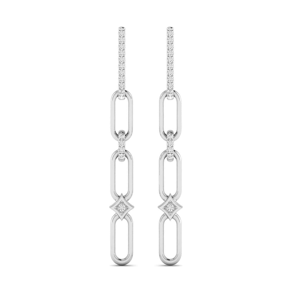 1/4 CTW Diamond Dangle Earrings in 14K White Gold