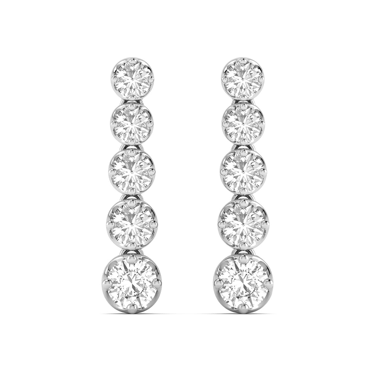 7/8 CTW Five Stone Diamond Dangle Earrings in 14K White Gold