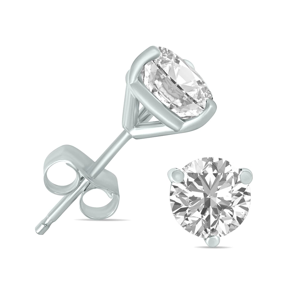 5 Carat TW Lab Grown Diamond Martini Set Round Earrings in 14K White Gold