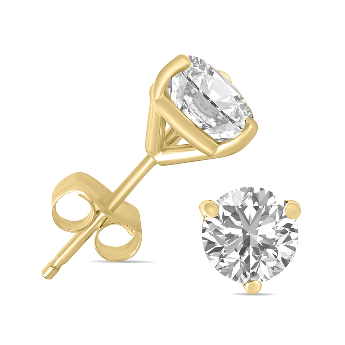 5 Carat TW Lab Grown Diamond Martini Set Round Earrings in 14K Yellow Gold