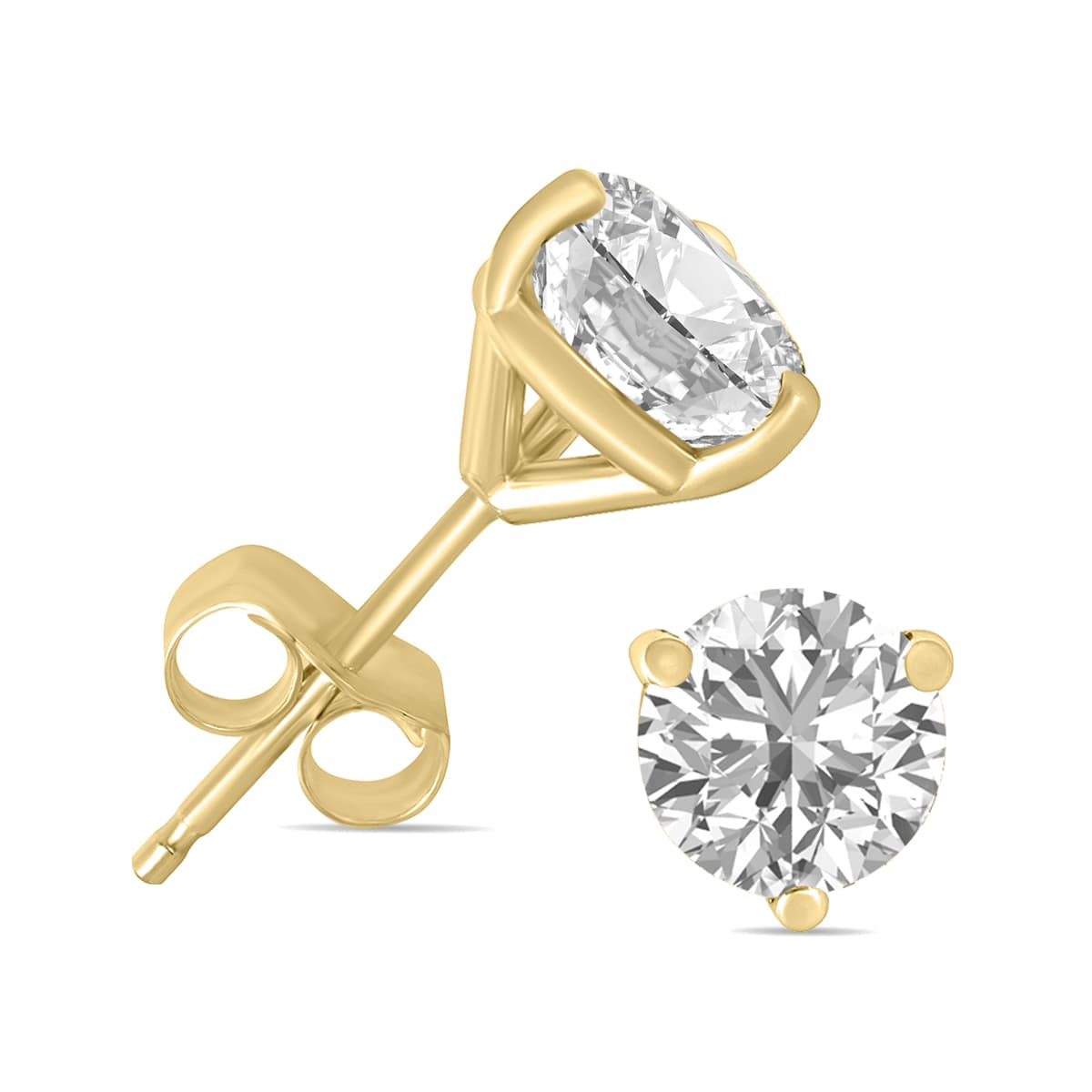 6 Carat TW Lab Grown Diamond Martini Set Round Earrings in 14K Yellow Gold
