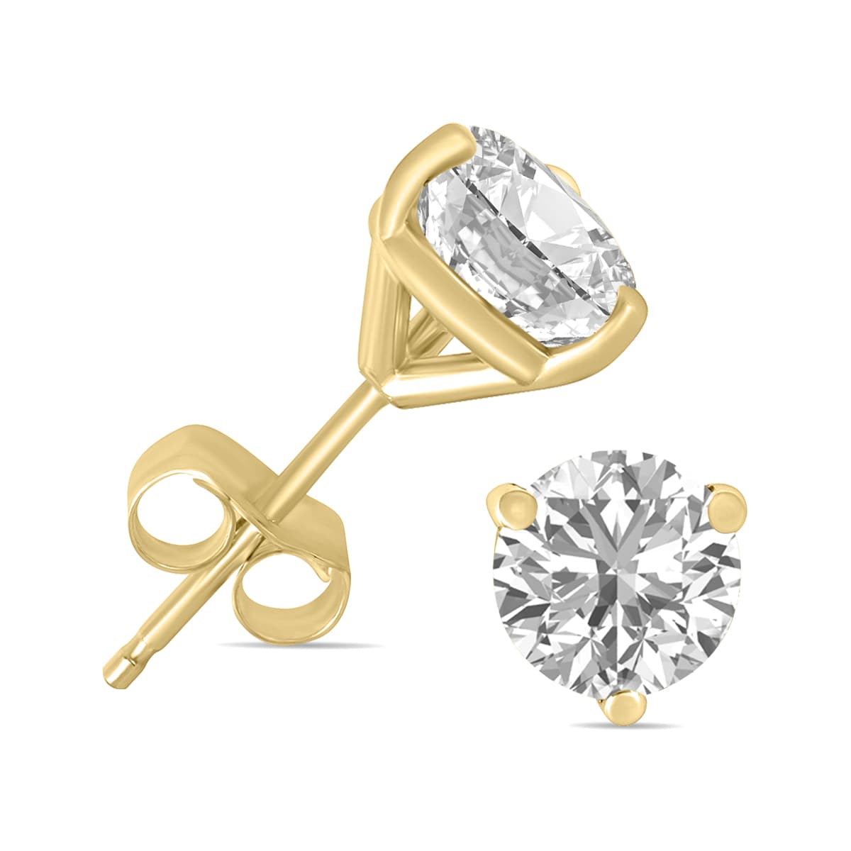 9 Carat TW Lab Grown Diamond Martini Set Round Earrings in 14K Yellow Gold