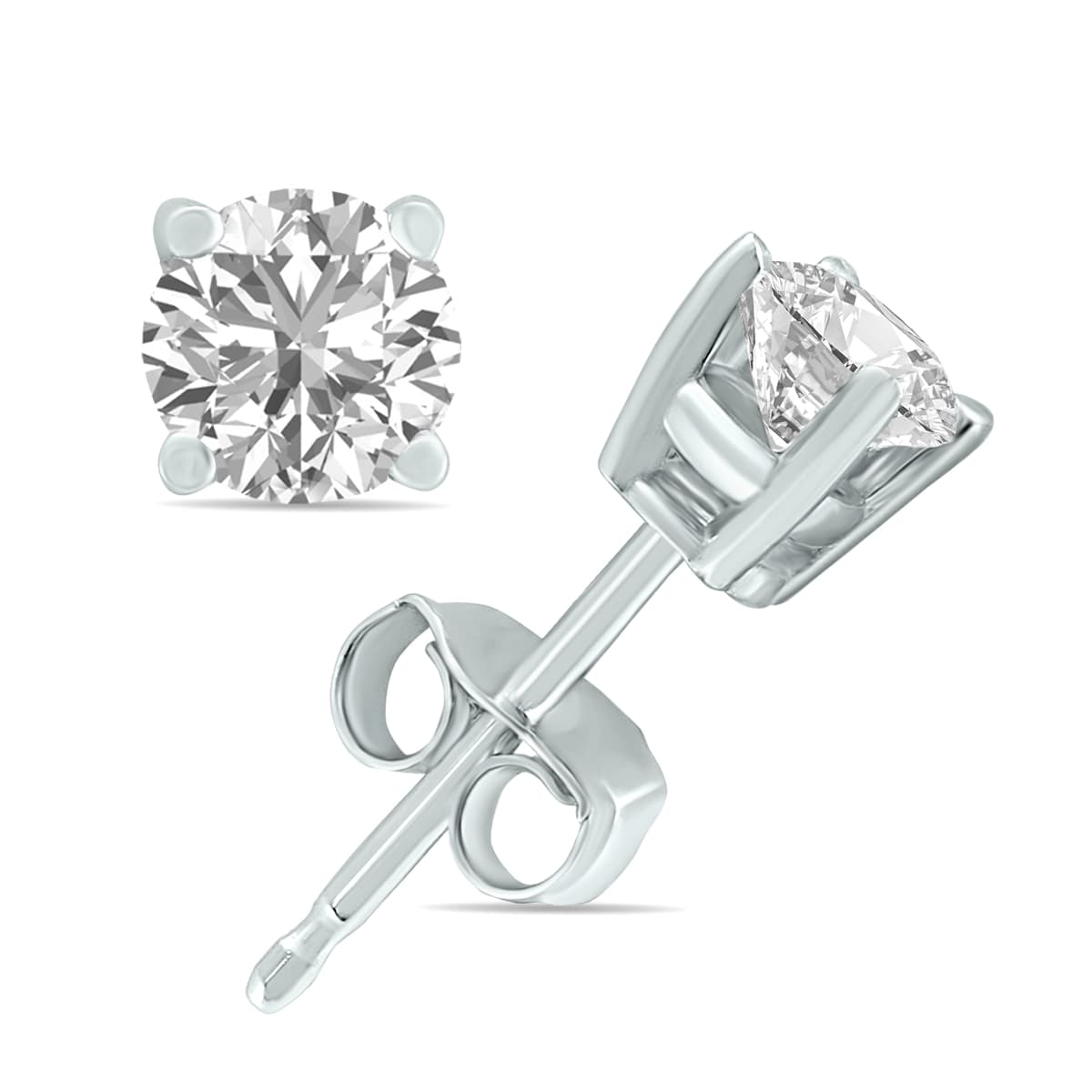 3 Carat TW Lab Grown Diamond Round Solitaire Stud Earrings in 14K White Gold