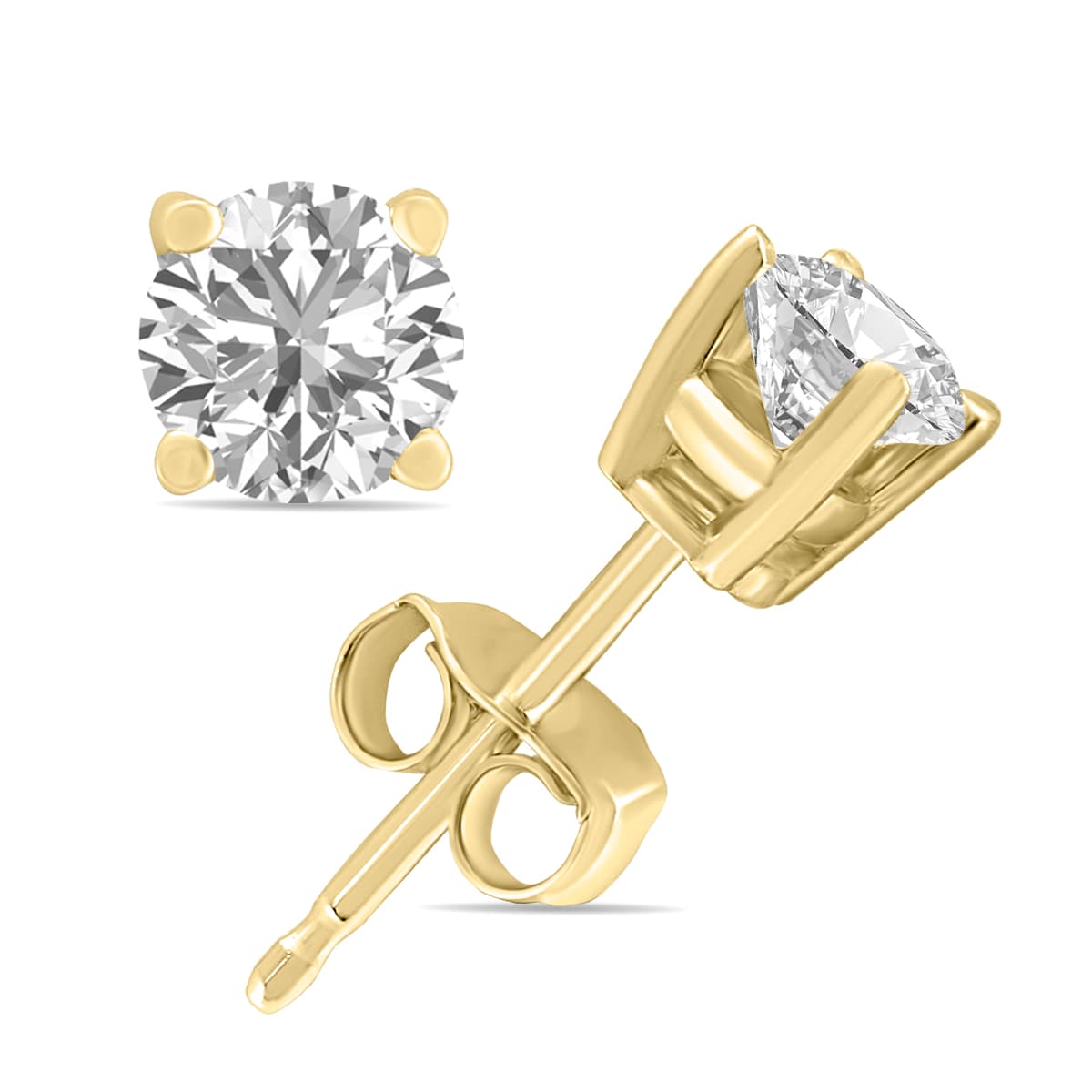 5 Carat TW Lab Grown Diamond Round Solitaire Stud Earrings in 14K Yellow Gold