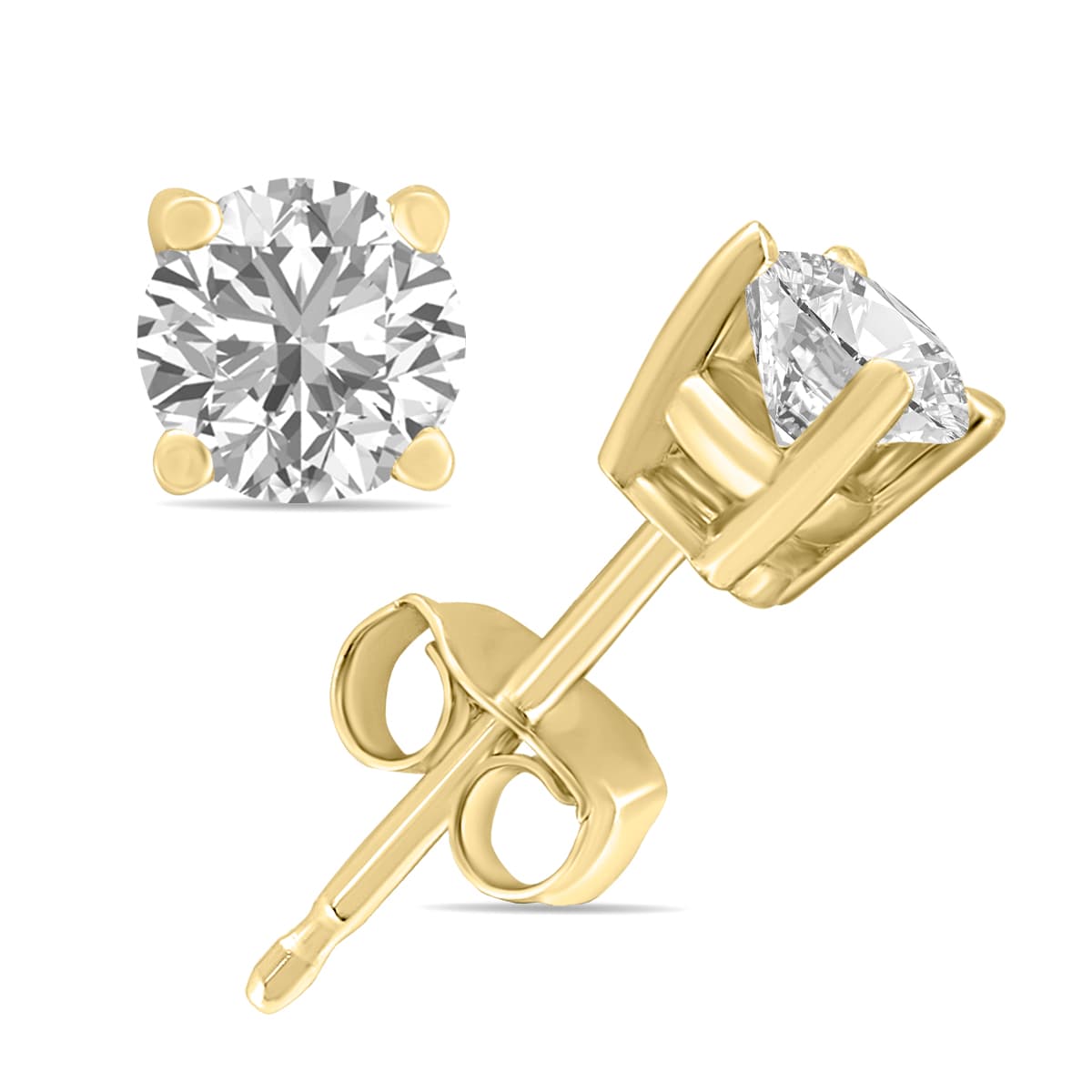 6 Carat TW Lab Grown Diamond Round Solitaire Stud Earrings in 14K Yellow Gold