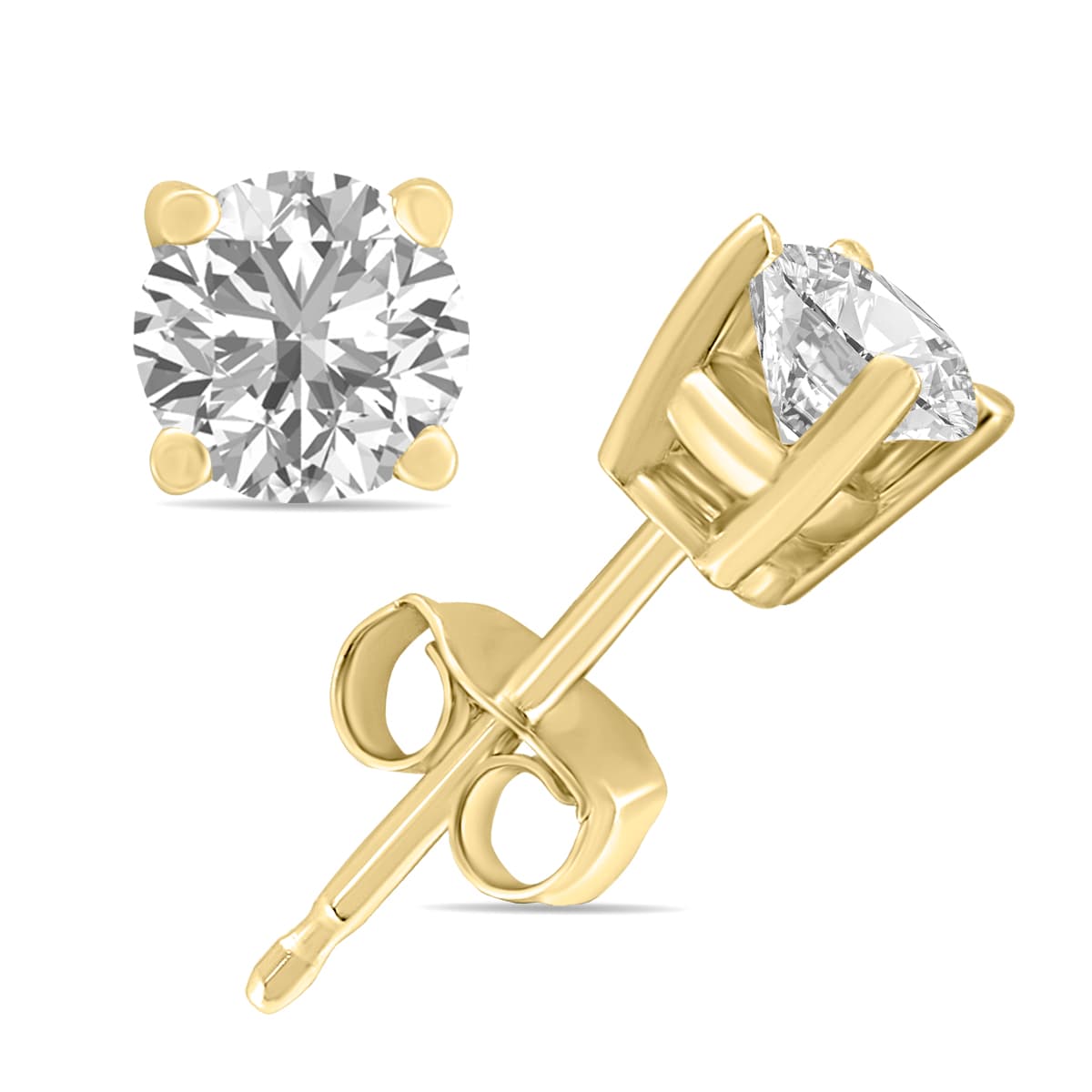 8 Carat TW Lab Grown Diamond Round Solitaire Stud Earrings in 14K Yellow Gold