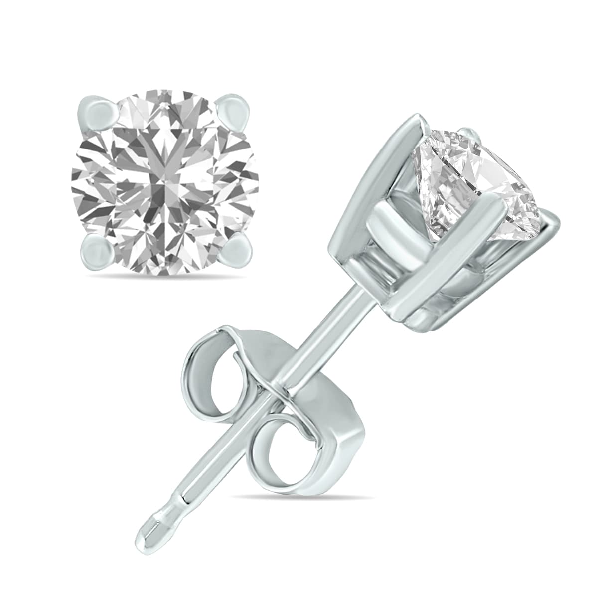 10 Carat TW Lab Grown Diamond Round Solitaire Stud Earrings in 14K White Gold