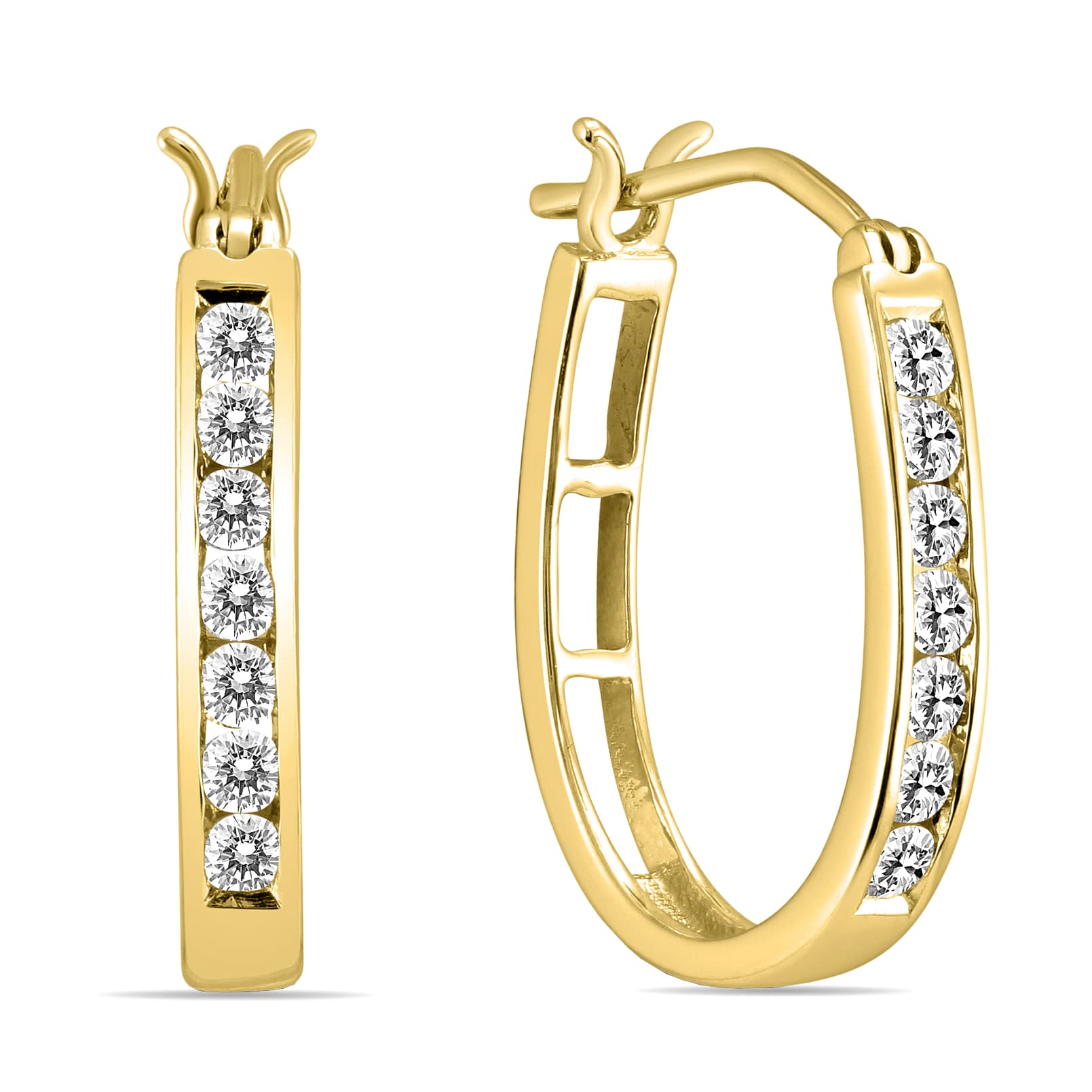 1/2 Carat TW Diamond Hoop Earrings in 10k Yellow Gold