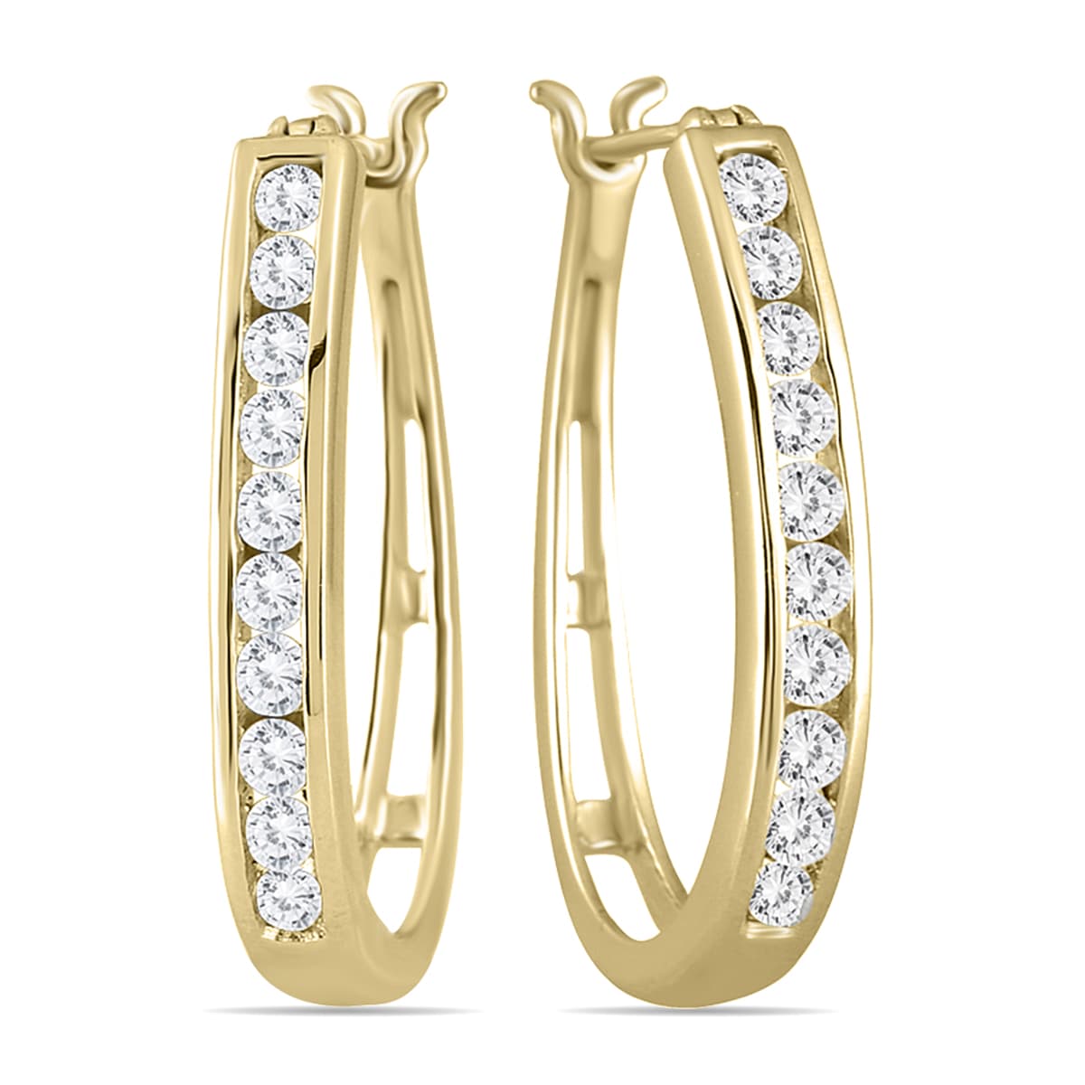 1 Carat TW Diamond Hoop Earrings in 10K Yellow Gold