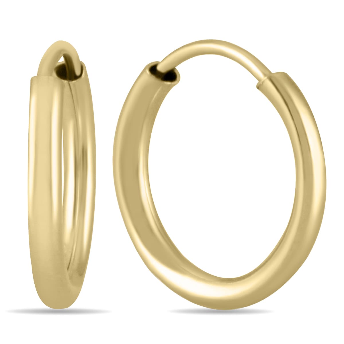 10MM Endless Hoop Earring 14k Yellow Gold