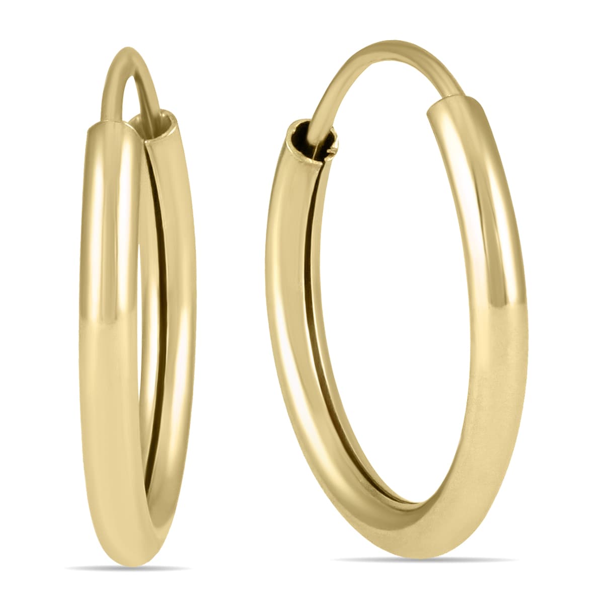 14MM Endless Hoop Earring 14k Yellow Gold
