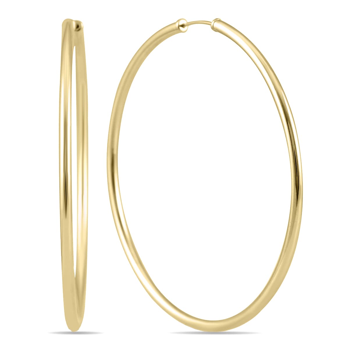 50MM Endless Hoop Earrings 14k Yellow Gold