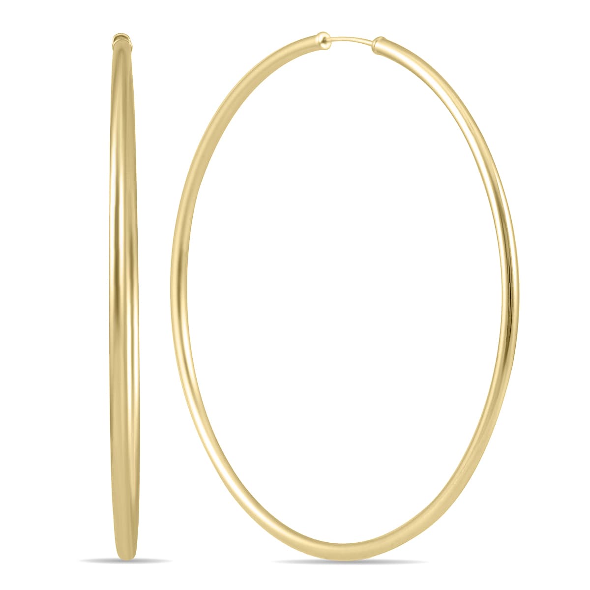 60MM Endless Hoop Earrings 14k Yellow Gold