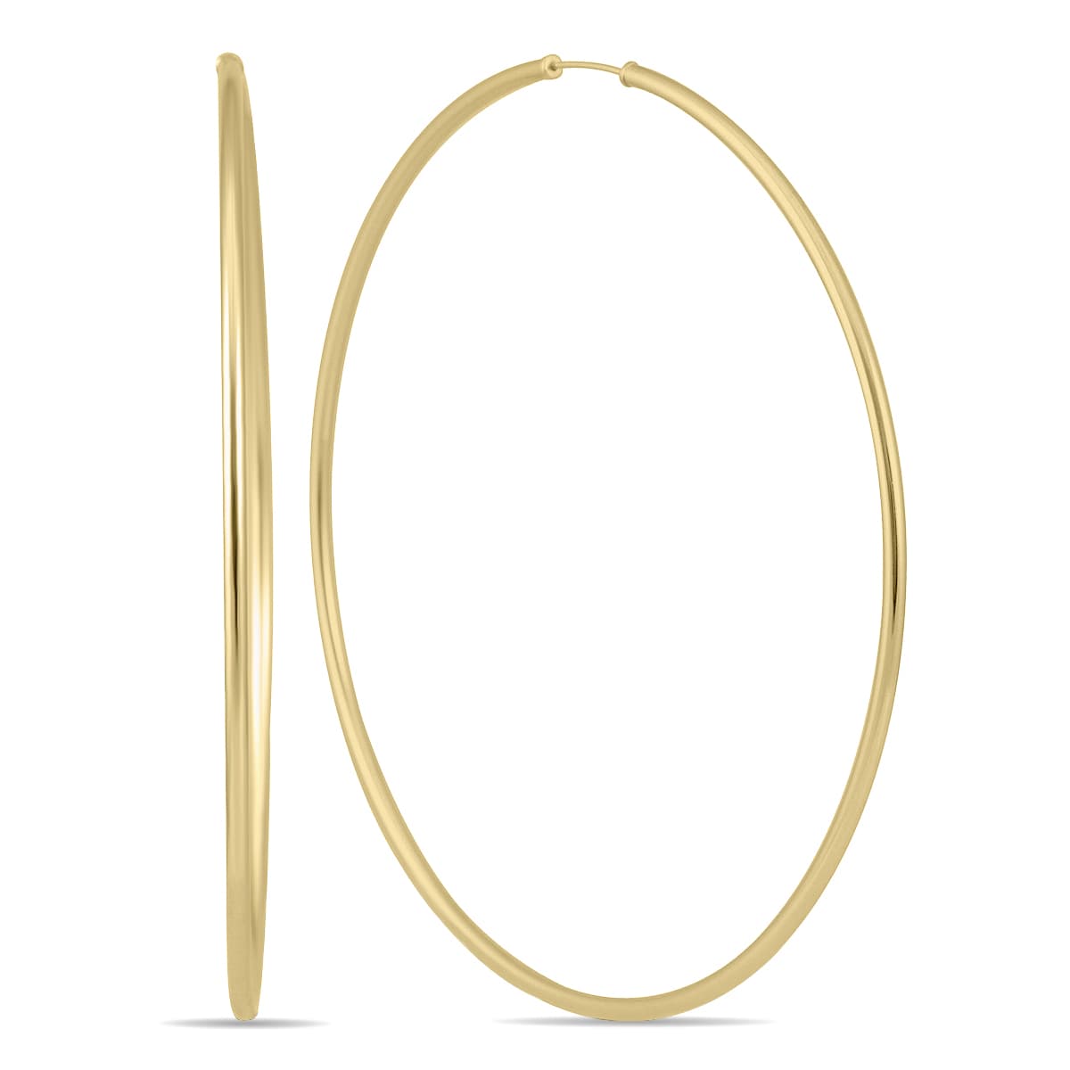 70MM Endless Hoop Earrings 14k Yellow Gold