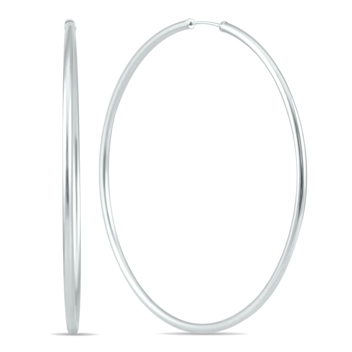 60MM Endless Hoop Earrings 14k White Gold