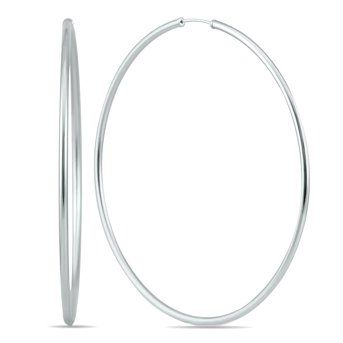 70MM Endless Hoop Earrings 14k White Gold