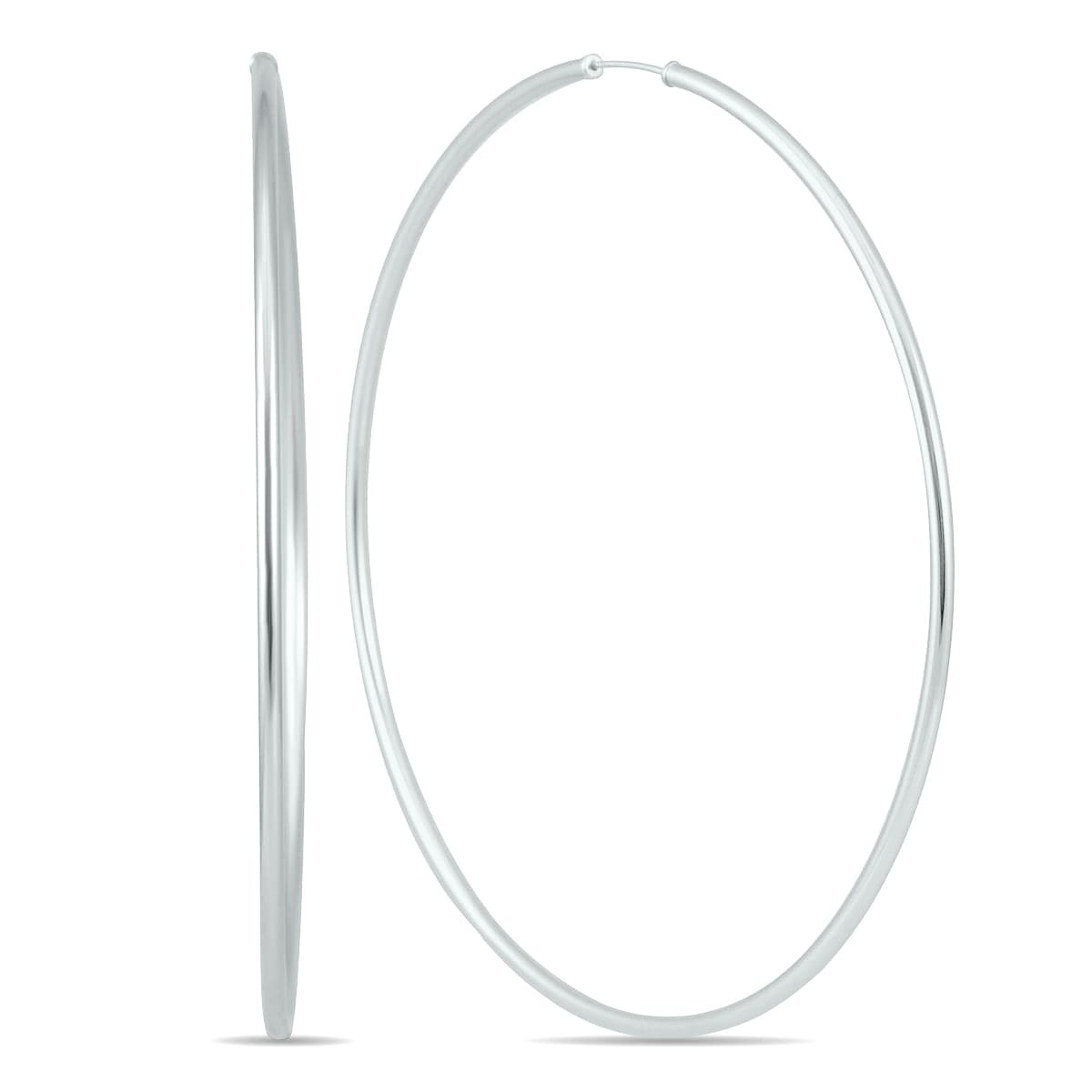 80MM Endless Hoop Earrings 14k White Gold
