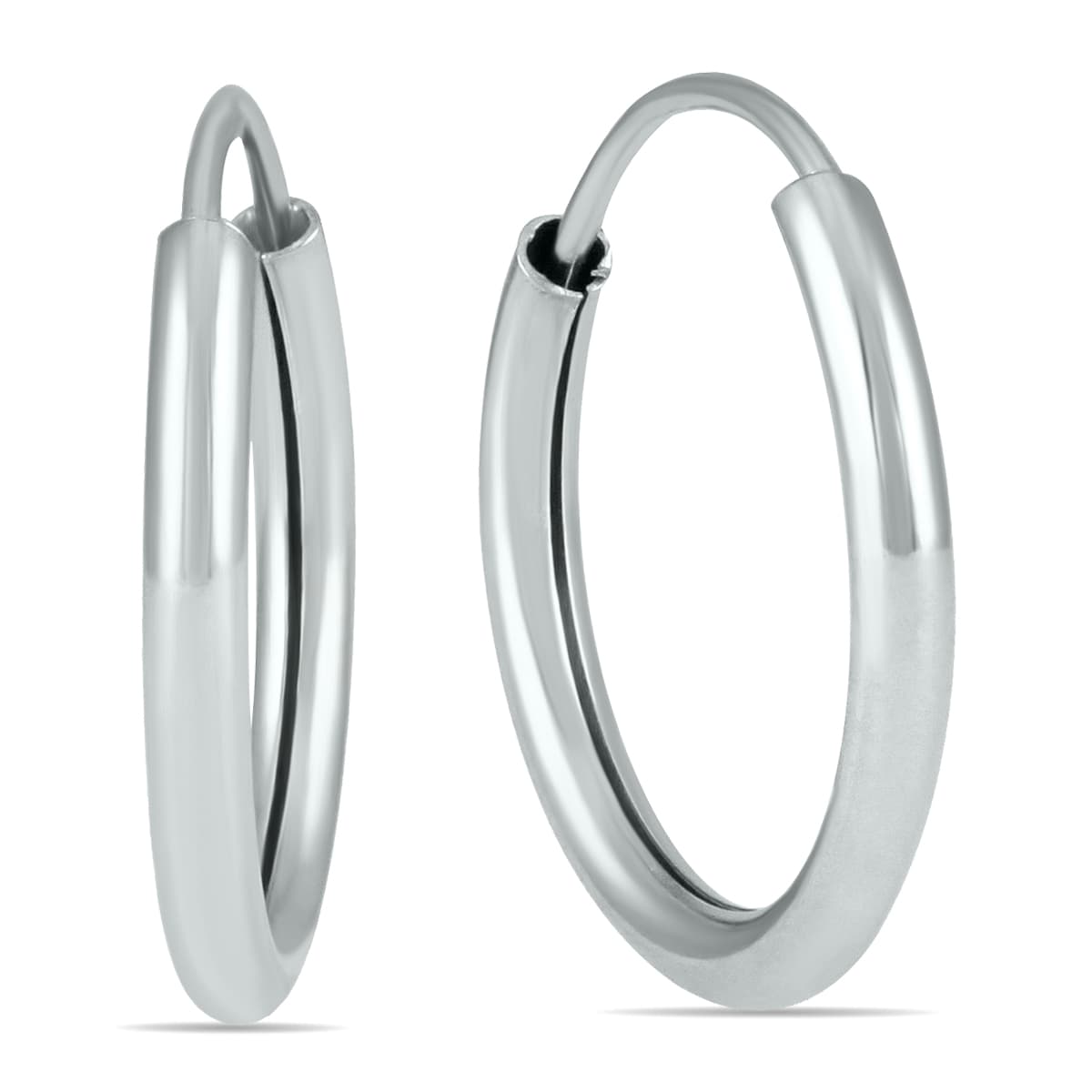 14MM Endless Hoop Earring in 14k White Gold
