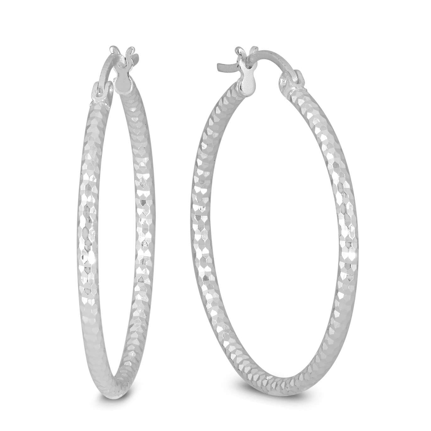 Diamond Cut 30MM Hoop Earrings In.925 Sterling Silver
