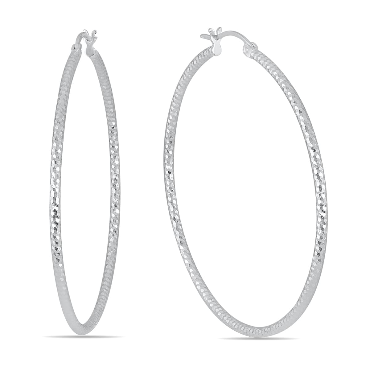 Diamond Cut 50MM Hoop Earrings In.925 Sterling Silver