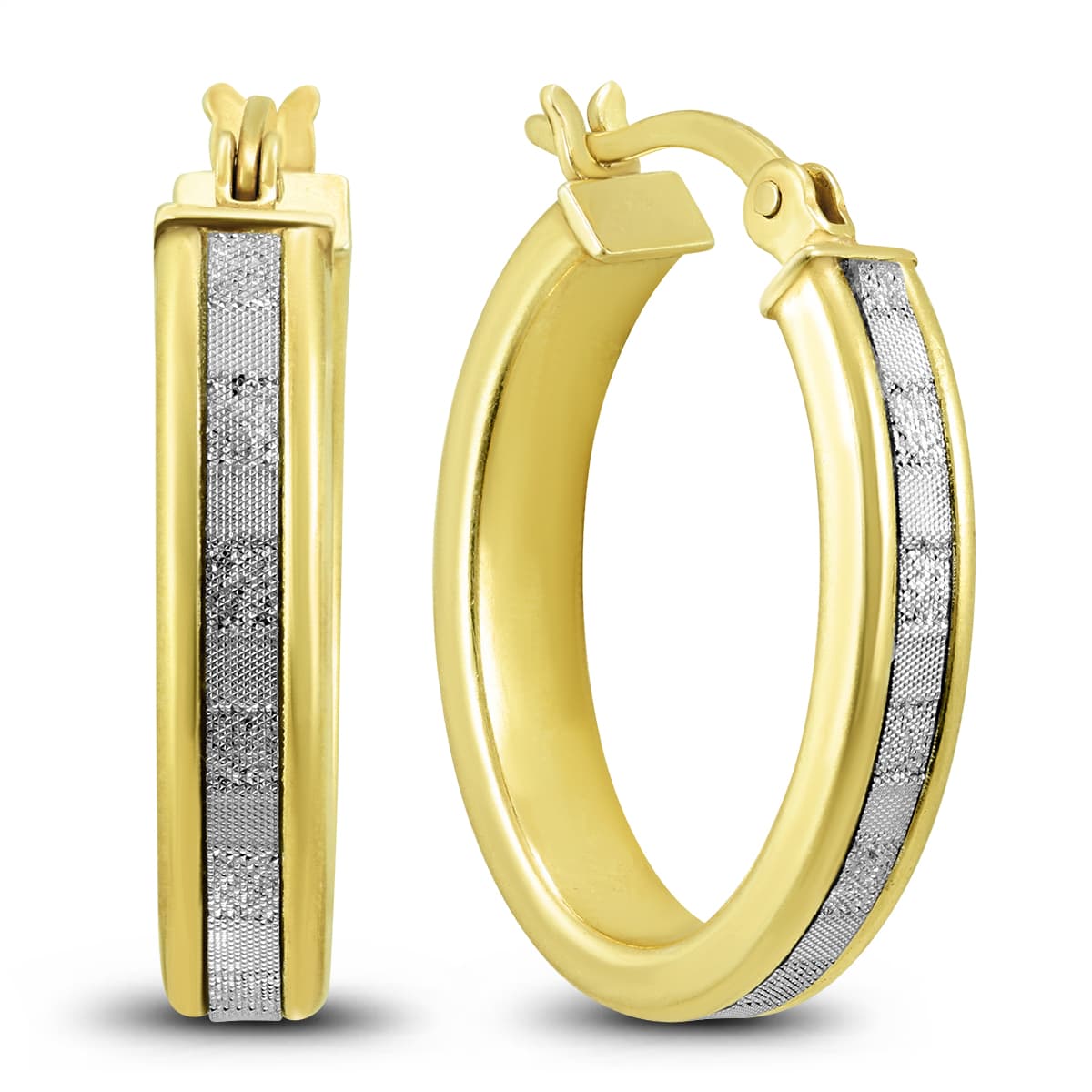 Illusion Plate Setting Hoop Earrings in Gold Plated .925 Sterling Silver