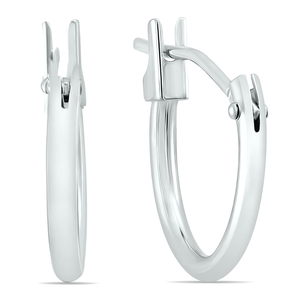 14K White Gold 12MM Hoop Earrings (1.5MM Gauges)