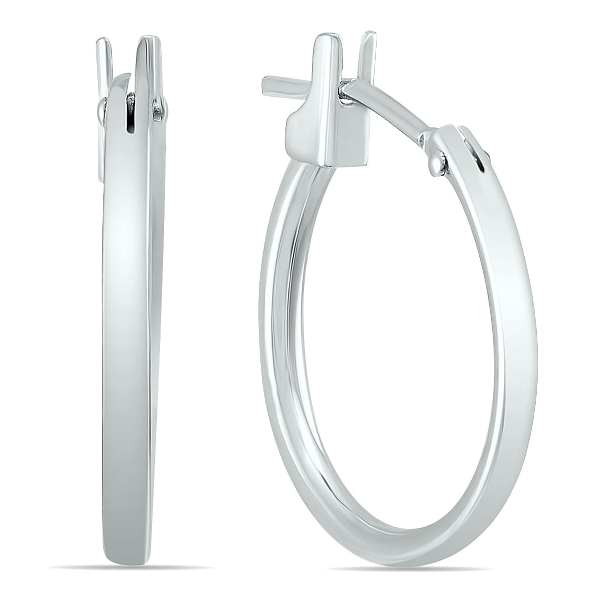 14K White Gold 14MM Hoop Earrings (1.5MM Gauges)