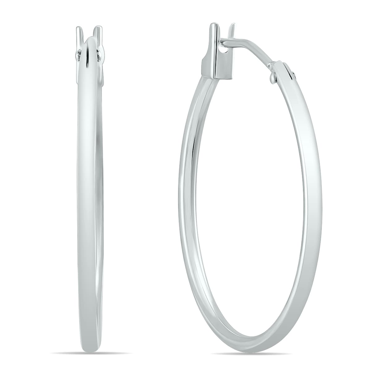 14K White Gold 21MM Hoop Earrings (1.5MM Gauges)