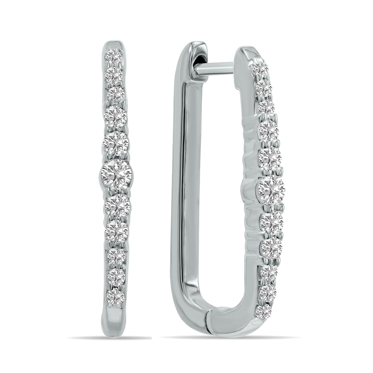 1/5 CTW Lab Grown Diamond Huggies Hoop Earrings in 10K White Gold (F-G Color, VS1- VS2 Clarity)