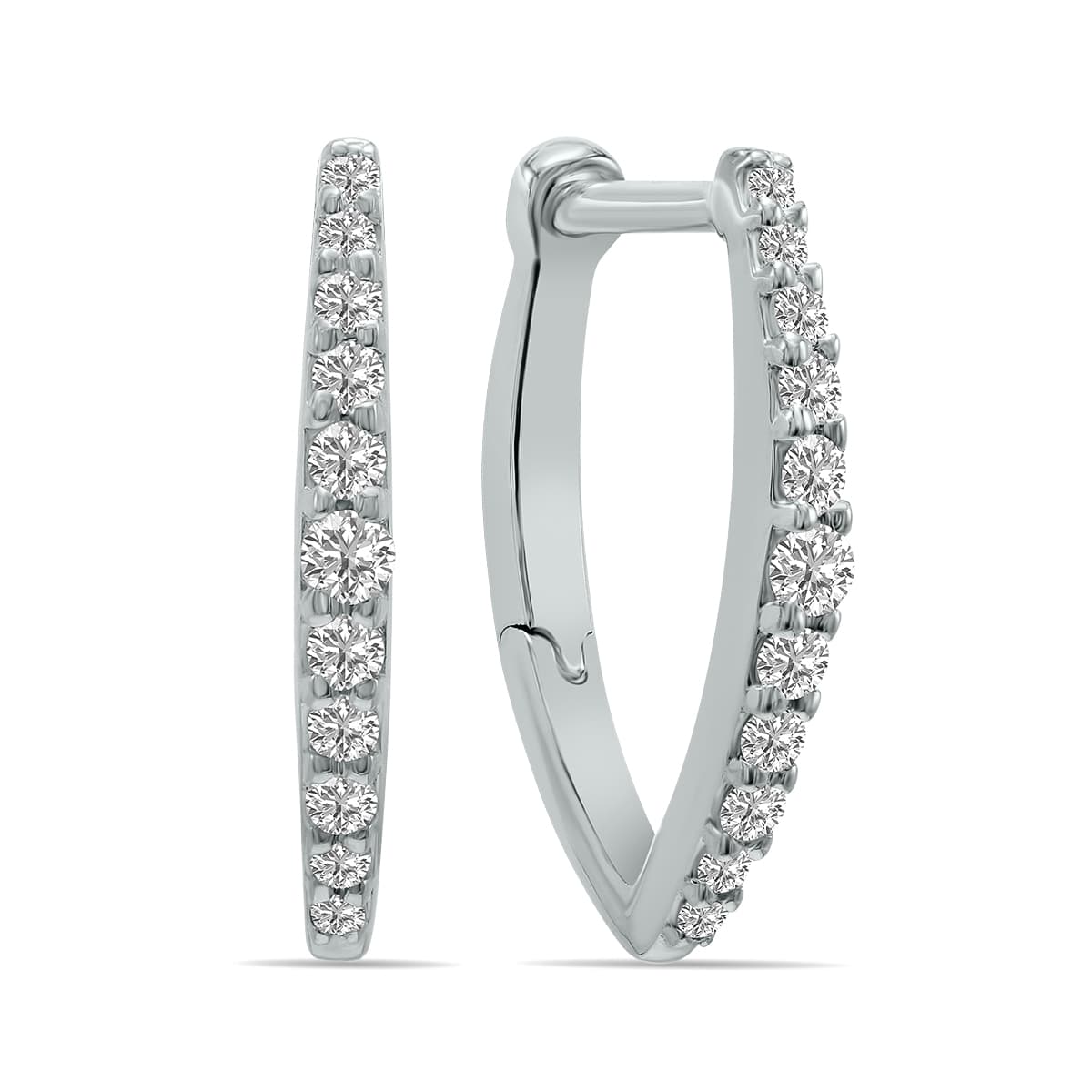 1/4 CTW Heart Shape Lab Grown Diamond Huggies Hoop Earrings in 10K White Gold (F-G Color, VS1- VS2 Clarity)